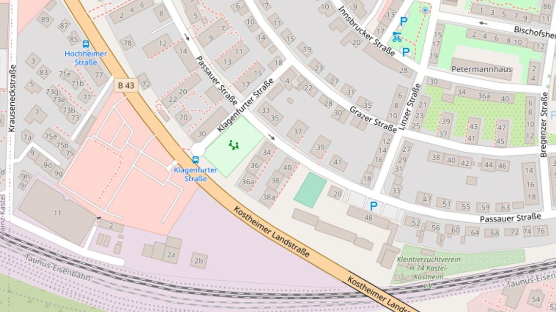 Karte zeigt Klagenfurter Straße.