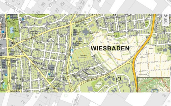 Neuer Stadtplan der Landeshauptstadt Wiesbaden.