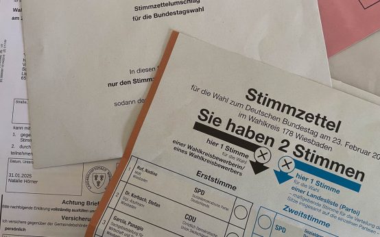 Briefwahl-Unterlagen für die Bundestagswahl 2023.
