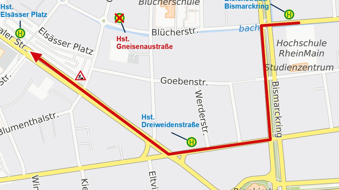 Sperrung der Rechtsabbiegerspur in die Klarenthaler Straße