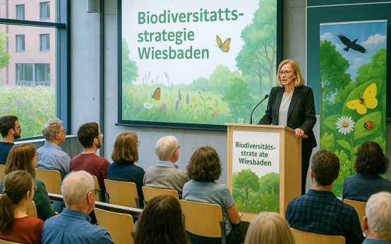 Start für mehr Artenvielfalt: Bürgermeisterin Christiane Hinninger eröffnet die Auftaktveranstaltung zur Biodiversitätsstrategie an der Hochschule RheinMain.