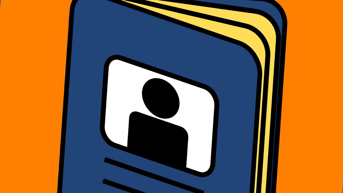 Digitale Passfotos, Symbolbild zeigt Reisepass als Vektorgrafik.