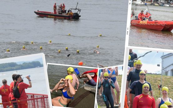 Stromschwimmen beim Wiesbadener Hafenfest.